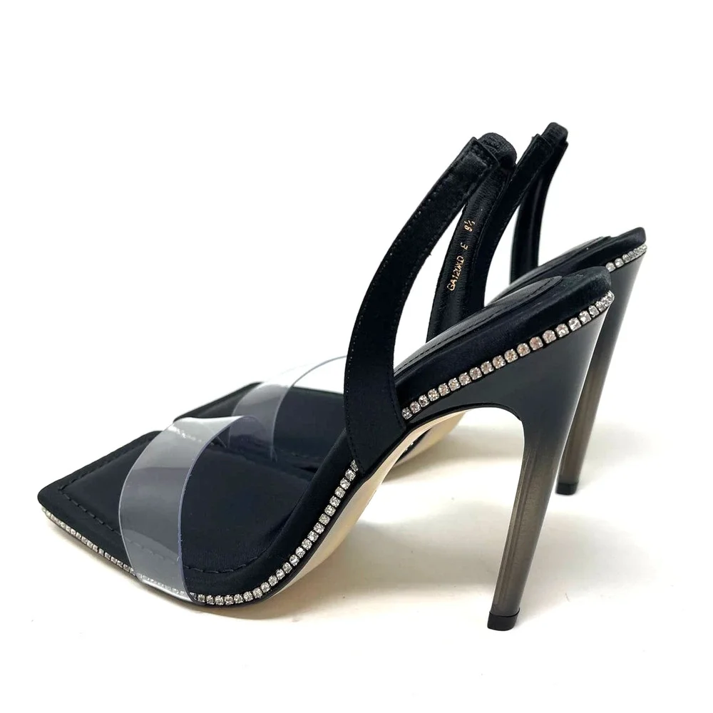 Good American Open Square Toe‎ Heels Black Size 8.5 GA120KD-E